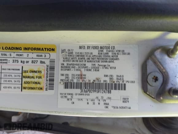 ✅ 2018 Ford Fusion Titanium • VIN: 3FA6P0D99JR124788 • Lot: 42789944. Listed on IAAI with 127,499 mi. Free auction sales archive from the USA and detailed vehicle history report at DreamBid. Image 9.