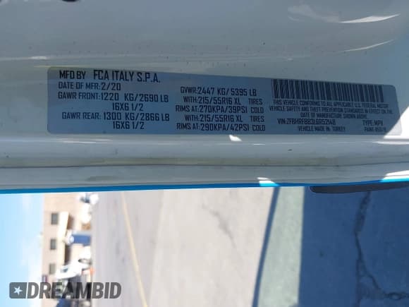 ✅ 2020 Ram ProMaster City Passenger SLT • VIN: ZFBHRFBB3L6R52148 • Лот: 42849751. Опубликован ранее на IAAI с пробегом 63 437 миль. Бесплатный доступ к архиву аукционных продаж из США и подробный отчёт об истории автомобиля на DreamBid. Изображение 9.