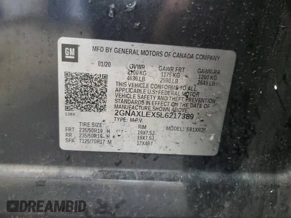 2020 Chevrolet Equinox LT z VIN 2GNAXLEX5L6217389, wystawiony jako Copart lot #89670165 z przebiegiem 130 719 mil mil oraz Czysty tytuł • Clean title. Historia ofert i sprzedaży dostępna na DreamBid. Obrazek 12.