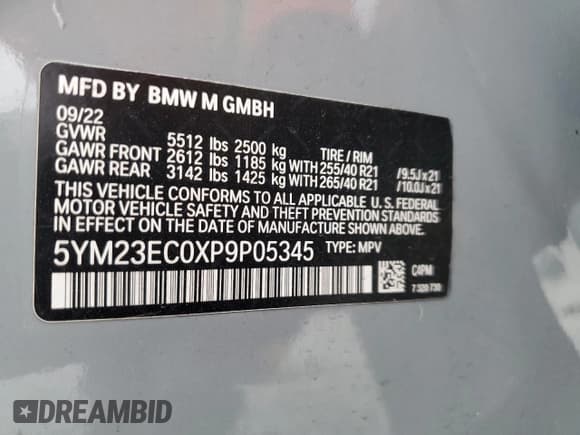 ✅ 2023 BMW X4 M • VIN: 5YM23EC0XP9P05345 • Lot: 48045225. Wystawiony na Copart z przebiegiem 35 364 mil. Bezpłatny archiwum sprzedaży aukcyjnych z USA i szczegółowy raport historii pojazdu na DreamBid. Zdjęcie 14.