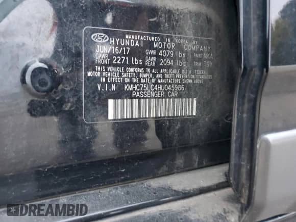 2017 Hyundai Ioniq SEL с VIN KMHC75LC4HU045986, выставлен на аукционе Copart как лот 81673394 с пробегом 133 913 миль миль и Чистый • Clean title. История ставок и продаж доступна на DreamBid. Изображение 12.