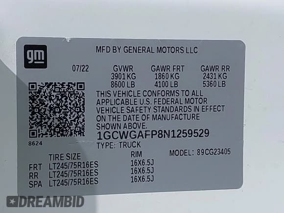 ✅ 2022 Chevrolet Express Cargo • VIN: 1GCWGAFP8N1259529 • Lot: 42707939. Wystawiony na IAAI z przebiegiem 47 935 mil. Bezpłatny archiwum sprzedaży aukcyjnych z USA i szczegółowy raport historii pojazdu na DreamBid. Zdjęcie 9.