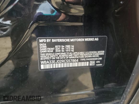 ✅ 2024 BMW 7 Series 760i xDrive • VIN: WBA33EJ02RCS57864 • Lot: 64975955. Wystawiony na Copart z przebiegiem 7 726 mil. Bezpłatny archiwum sprzedaży aukcyjnych z USA i szczegółowy raport historii pojazdu na DreamBid. Zdjęcie 12.