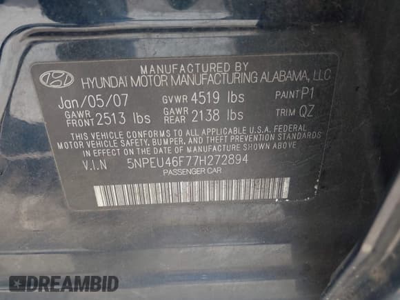 ✅ 2007 Hyundai Sonata SE • VIN: 5NPEU46F77H272894 • Лот: 41527867. Опубликован ранее на IAAI с пробегом 113 748 миль. Бесплатный доступ к архиву аукционных продаж из США и подробный отчёт об истории автомобиля на DreamBid. Изображение 9.