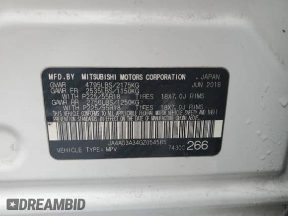 2016 Mitsubishi Outlander SE z VIN JA4AD3A34GZ054565, wystawiony jako Copart lot #84243245 z przebiegiem 126 920 mil mil oraz Szkoda całkowita • Salvage title. Historia ofert i sprzedaży dostępna na DreamBid. Obrazek 13.