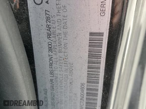 ✅ 2018 Audi A7 Premium Plus • VIN: WAUW3AFC7JN004606 • Lot: 82257755. Listed on Copart with 58,805 mi. Free auction sales archive from the USA and detailed vehicle history report at DreamBid. Image 13.