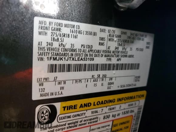 ✅ 2020 Ford Expedition Max XLT • VIN: 1FMJK1JTXLEA53109 • Lot: 67213215. Listed on Copart with 83,676 mi. Free auction sales archive from the USA and detailed vehicle history report at DreamBid. Image 13.