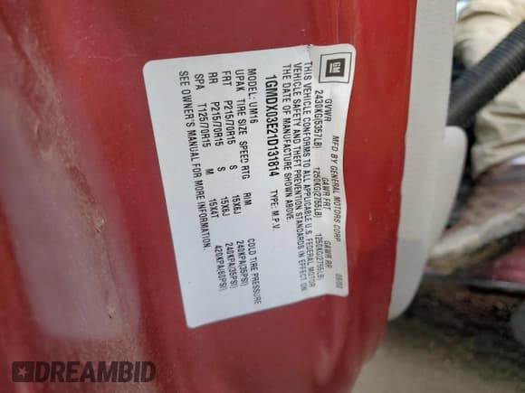 ✅ 2001 Pontiac Montana • VIN: 1GMDX03E21D131814 • Lot: 46825085. Wystawiony na Copart z przebiegiem 208 419 mil. Bezpłatny archiwum sprzedaży aukcyjnych z USA i szczegółowy raport historii pojazdu na DreamBid. Zdjęcie 14.