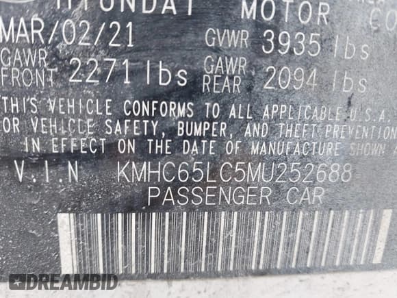 ✅ 2021 Hyundai Ioniq Blue • VIN: KMHC65LC5MU252688 • Lot: 41649851. Wystawiony na IAAI z przebiegiem 191 499 mil. Bezpłatny archiwum sprzedaży aukcyjnych z USA i szczegółowy raport historii pojazdu na DreamBid. Zdjęcie 9.