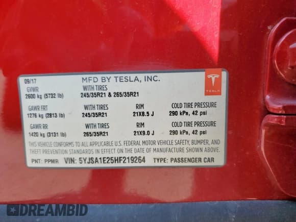 ✅ 2017 Tesla Model S 100D • VIN: 5YJSA1E25HF219264 • Лот: 81266155. Опубликован ранее на Copart с пробегом Не указан. Бесплатный доступ к архиву аукционных продаж из США и подробный отчёт об истории автомобиля на DreamBid. Изображение 13.