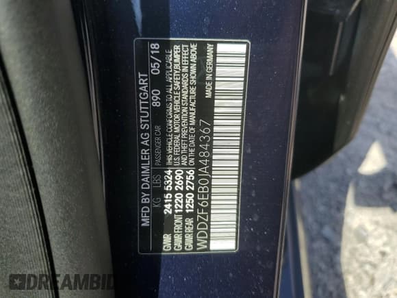 ✅ 2018 Mercedes-Benz E 43 AMG • VIN: WDDZF6EB0JA484367 • Лот: 66934075. Опубликован ранее на Copart с пробегом Не указан. Бесплатный доступ к архиву аукционных продаж из США и подробный отчёт об истории автомобиля на DreamBid. Изображение 13.