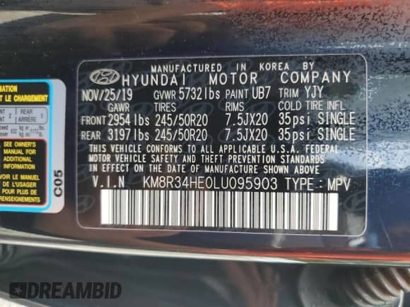 2020 Hyundai Palisade SEL с VIN KM8R34HE0LU095903, выставлен на аукционе Copart как лот 70981964 с пробегом 74 114 миль миль и Списание • Salvage title. История ставок и продаж доступна на DreamBid. Изображение 13.