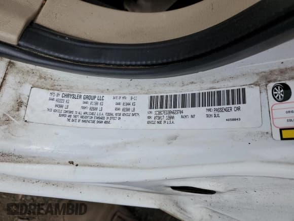 ✅ 2011 Chrysler 200 Limited • VIN: 1C3BC7EG3BN623704 • Lot: 71818245. Listed on Copart with Not provided. Free auction sales archive from the USA and detailed vehicle history report at DreamBid. Image 12.