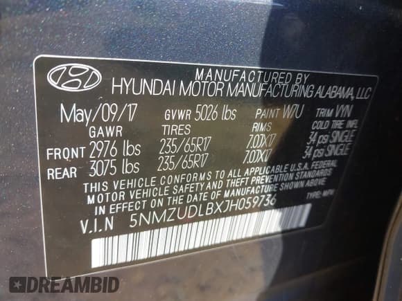 ✅ 2018 Hyundai Santa Fe 2.4L • VIN: 5NMZUDLBXJH059736 • Лот: 43445713. Опубликован ранее на IAAI с пробегом 138 393 миль. Бесплатный доступ к архиву аукционных продаж из США и подробный отчёт об истории автомобиля на DreamBid. Изображение 9.