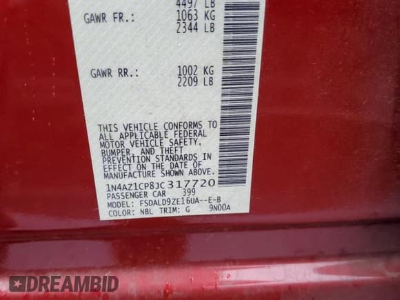 ✅ 2018 Nissan LEAF SV • VIN: 1N4AZ1CP8JC317720 • Lot: 82436935. Listed on Copart with 73,162 mi. Free auction sales archive from the USA and detailed vehicle history report at DreamBid. Image 13.