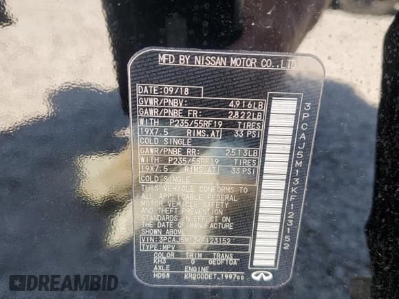 ✅ 2019 Infiniti QX50 Essential • VIN: 3PCAJ5M13KF123152 • Lot: 53157005. Wystawiony na Copart z przebiegiem 68 490 mil. Bezpłatny archiwum sprzedaży aukcyjnych z USA i szczegółowy raport historii pojazdu na DreamBid. Zdjęcie 12.