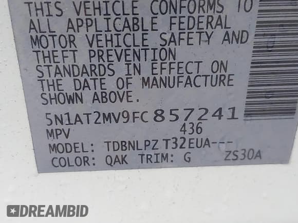 ✅ 2015 Nissan Rogue SL • VIN: 5N1AT2MV9FC857241 • Lot: 43596220. Listed on IAAI with 106,468 mi. Free auction sales archive from the USA and detailed vehicle history report at DreamBid. Image 9.