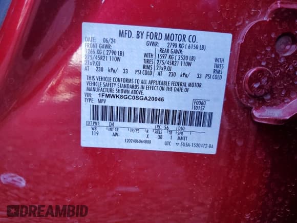 ✅ 2025 Ford Explorer ST • VIN: 1FMWK8GC0SGA20046 • Lot: 85372265. Listed on Copart with 11,226 mi. Free auction sales archive from the USA and detailed vehicle history report at DreamBid. Image 14.