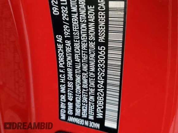 ✅ 2023 Porsche 911 4S • VIN: WP0BB2A94PS233065 • Лот: 74966694. Опубликован ранее на Copart с пробегом Не указан. Бесплатный доступ к архиву аукционных продаж из США и подробный отчёт об истории автомобиля на DreamBid. Изображение 13.