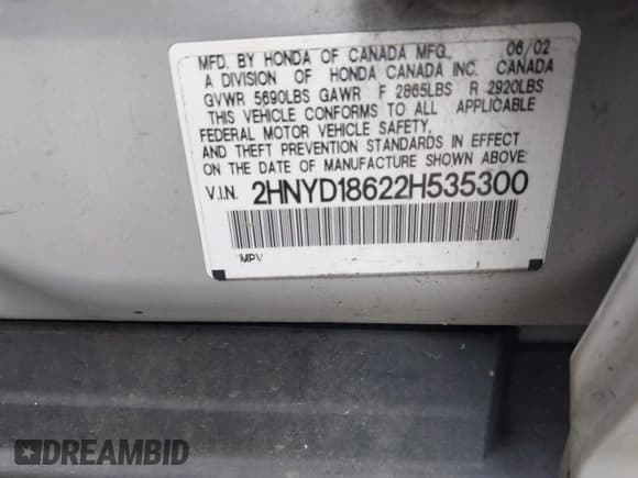 ✅ 2002 Acura MDX Touring • VIN: 2HNYD18622H535300 • Лот: 42664867. Опубликован ранее на IAAI с пробегом 163 217 миль. Бесплатный доступ к архиву аукционных продаж из США и подробный отчёт об истории автомобиля на DreamBid. Изображение 9.