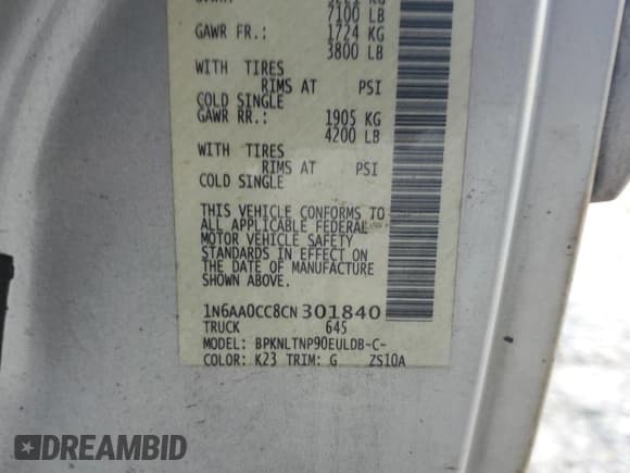 ✅ 2012 Nissan Titan SE • VIN: 1N6AA0CC8CN301840 • Lot: 61038265. Listed on Copart with 166,745 mi. Free auction sales archive from the USA and detailed vehicle history report at DreamBid. Image 12.