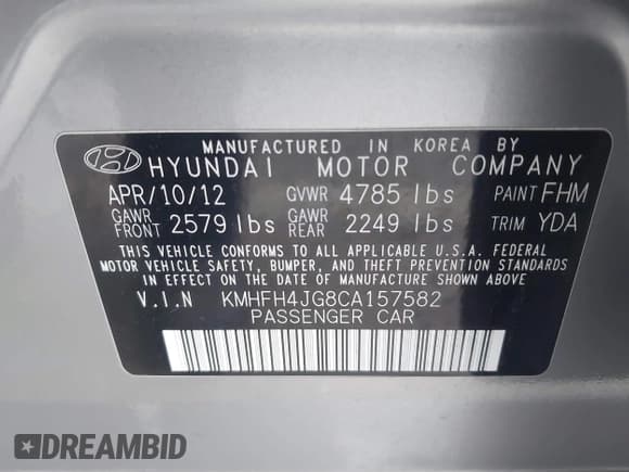 ✅ 2012 Hyundai Azera • VIN: KMHFH4JG8CA157582 • Лот: 41771113. Опубликован ранее на IAAI с пробегом 113 392 миль. Бесплатный доступ к архиву аукционных продаж из США и подробный отчёт об истории автомобиля на DreamBid. Изображение 9.