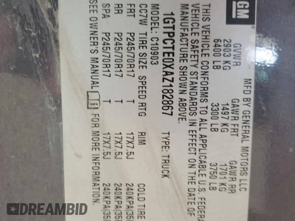 ✅ 2010 GMC Sierra 1500 • VIN: 1GTPCTE0XAZ182867 • Lot: 61749345. Wystawiony na Copart z przebiegiem 189 717 mil. Bezpłatny archiwum sprzedaży aukcyjnych z USA i szczegółowy raport historii pojazdu na DreamBid. Zdjęcie 12.