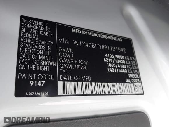 ✅ 2023 Mercedes-Benz Sprinter Cargo • VIN: W1Y40BHY8PT131592 • Лот: 42461472. Опубликован ранее на IAAI с пробегом Не указан. Бесплатный доступ к архиву аукционных продаж из США и подробный отчёт об истории автомобиля на DreamBid. Изображение 9.