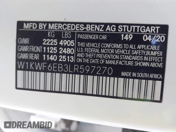 ✅ 2020 Mercedes-Benz C 43 AMG • VIN: W1KWF6EB3LR597270 • Lot: 41902543. Wystawiony na IAAI z przebiegiem 37 372 mil. Bezpłatny archiwum sprzedaży aukcyjnych z USA i szczegółowy raport historii pojazdu na DreamBid. Zdjęcie 9.
