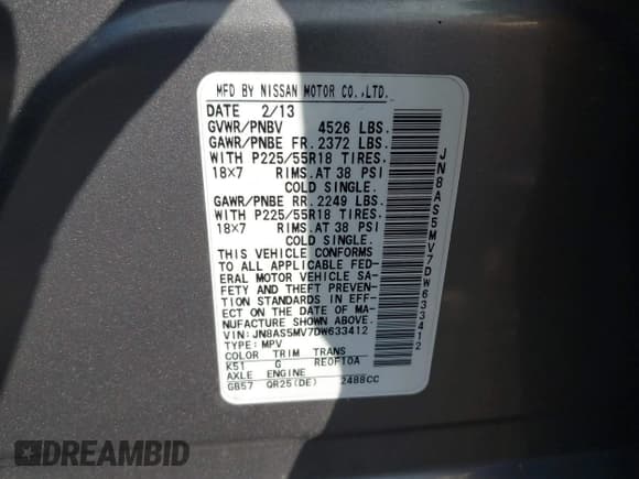 ✅ 2013 Nissan Rogue SL • VIN: JN8AS5MV7DW633412 • Лот: 43246074. Опубликован ранее на IAAI с пробегом 153 041 миль. Бесплатный доступ к архиву аукционных продаж из США и подробный отчёт об истории автомобиля на DreamBid. Изображение 9.