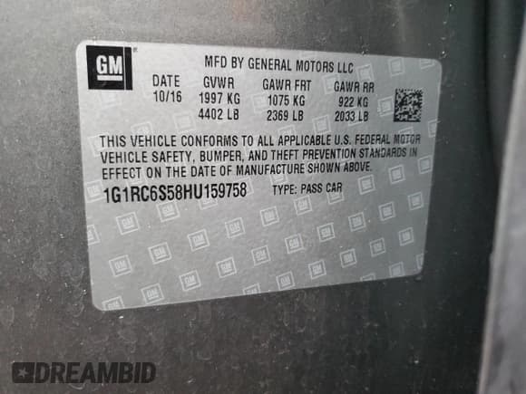 ✅ 2017 Chevrolet Volt LT • VIN: 1G1RC6S58HU159758 • Lot: 44409924. Wystawiony na Copart z przebiegiem 77 694 mil. Bezpłatny archiwum sprzedaży aukcyjnych z USA i szczegółowy raport historii pojazdu na DreamBid. Zdjęcie 12.