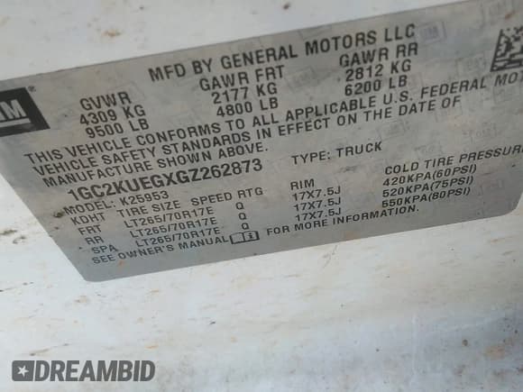 ✅ 2016 Chevrolet Silverado 2500HD Work Truck • VIN: 1GC2KUEGXGZ262873 • Lot: 42028192. Wystawiony na IAAI z przebiegiem 159 919 mil. Bezpłatny archiwum sprzedaży aukcyjnych z USA i szczegółowy raport historii pojazdu na DreamBid. Zdjęcie 9.