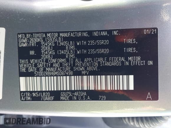 ✅ 2021 Toyota Highlander Limited • VIN: 5TDDZRBH6MS087498 • Lot: 43583532. Wystawiony na IAAI z przebiegiem 52 340 mil. Bezpłatny archiwum sprzedaży aukcyjnych z USA i szczegółowy raport historii pojazdu na DreamBid. Zdjęcie 9.