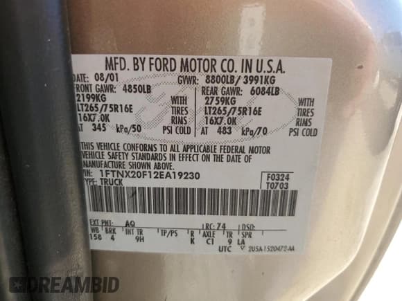 ✅ 2002 Ford F-250 XL • VIN: 1FTNX20F12EA19230 • Lot: 74044634. Listed on Copart with 392,488 mi. Free auction sales archive from the USA and detailed vehicle history report at DreamBid. Image 12.