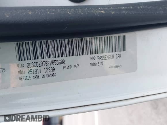 2015 Dodge Challenger R/T Plus with VIN 2C3CDZBT6FH855680, listed as a IAAI auction lot 42233944 with 141,371 mi miles and . Bid and sale history available at DreamBid. Image 9.