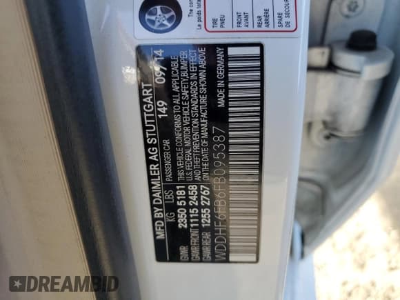 ✅ 2015 Mercedes-Benz E 400 • VIN: WDDHF6FB6FB095387 • Lot: 79115414. Listed on Copart with 51,150 mi. Free auction sales archive from the USA and detailed vehicle history report at DreamBid. Image 12.