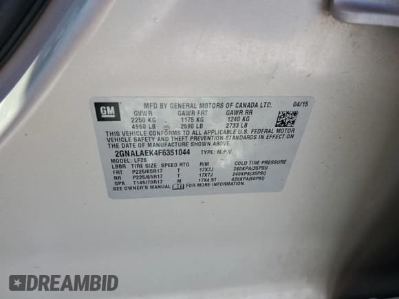 ✅ 2015 Chevrolet Equinox LS • VIN: 2GNALAEK4F6351044 • Лот: 80126725. Опубликован ранее на Copart с пробегом 154 632 миль. Бесплатный доступ к архиву аукционных продаж из США и подробный отчёт об истории автомобиля на DreamBid. Изображение 13.