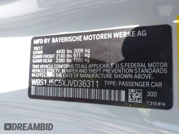 ✅ 2018 BMW M2 • VIN: WBS1J5C5XJVD36311 • Лот: 41987128. Опубликован ранее на IAAI с пробегом Не указан. Бесплатный доступ к архиву аукционных продаж из США и подробный отчёт об истории автомобиля на DreamBid. Изображение 9.