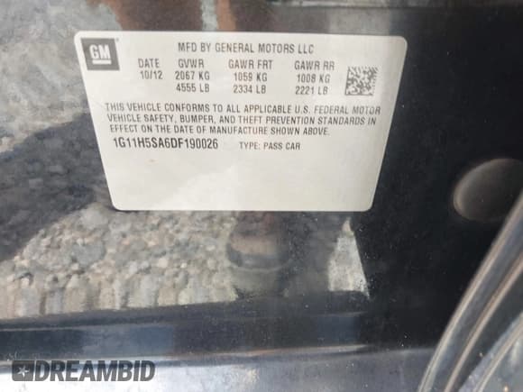 ✅ 2013 Chevrolet Malibu LTZ • VIN: 1G11H5SA6DF190026 • Lot: 42984401. Listed on IAAI with Not provided. Free auction sales archive from the USA and detailed vehicle history report at DreamBid. Image 9.