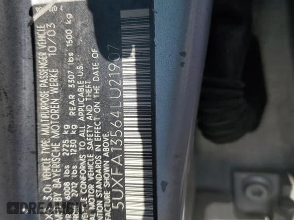 ✅ 2004 BMW X5 3.0i • VIN: 5UXFA13564LU21907 • Лот: 71634525. Опубликован ранее на Copart с пробегом Не указан. Бесплатный доступ к архиву аукционных продаж из США и подробный отчёт об истории автомобиля на DreamBid. Изображение 13.