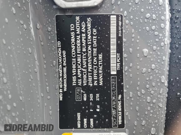 ✅ 2019 Aston Martin DB11 V8 • VIN: SCFRMFAW0KGL06287 • Lot: 62828302. Wystawiony na Copart z przebiegiem Nie podano. Bezpłatny archiwum sprzedaży aukcyjnych z USA i szczegółowy raport historii pojazdu na DreamBid. Zdjęcie 10.