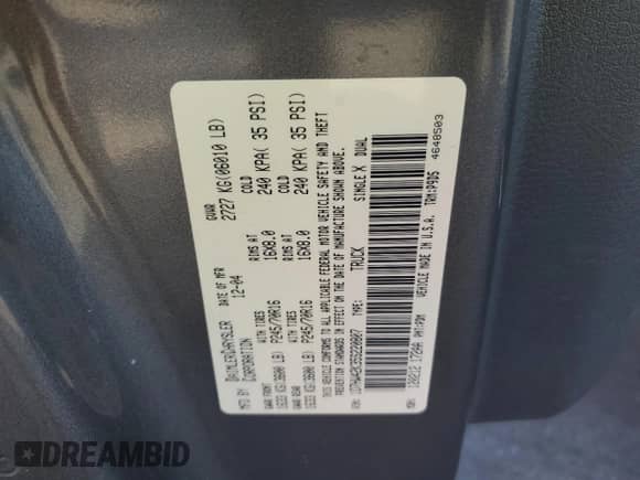 2005 Dodge Dakota SLT with VIN 1D7HW42K35S220807, listed as a Copart auction lot 77024824 with 118,053 mi miles and Clean title. Bid and sale history available at DreamBid. Image 12.