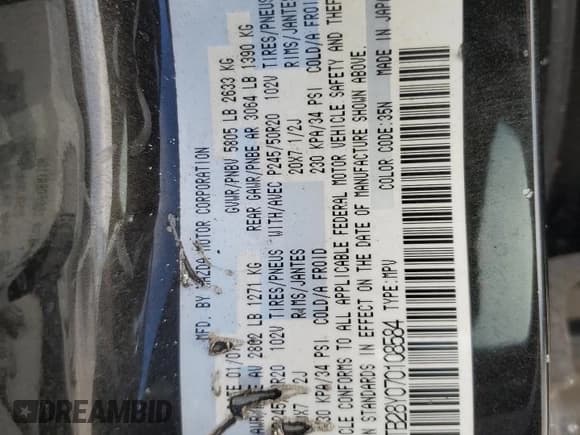 ✅ 2007 Mazda CX-9 Touring • VIN: JM3TB28Y070108584 • Лот: 56069835. Опубликован ранее на Copart с пробегом 184 762 миль. Бесплатный доступ к архиву аукционных продаж из США и подробный отчёт об истории автомобиля на DreamBid. Изображение 13.