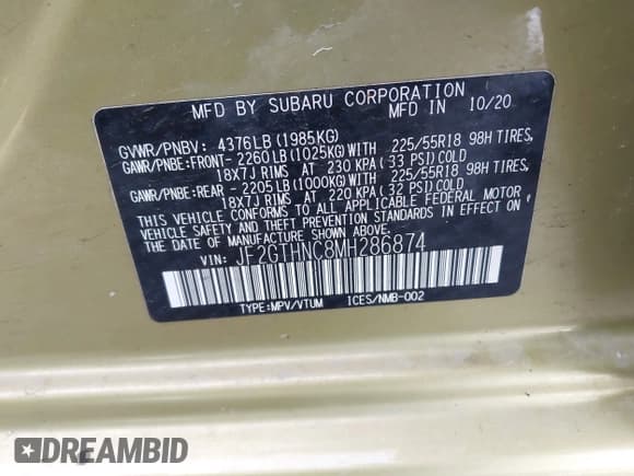 ✅ 2021 Subaru Crosstrek Limited • VIN: JF2GTHNC8MH286874 • Lot: 43687261. Listed on IAAI with 31,224 mi. Free auction sales archive from the USA and detailed vehicle history report at DreamBid. Image 9.