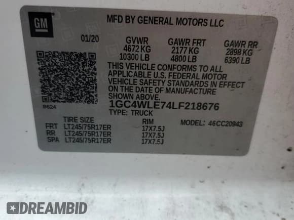 ✅ 2020 Chevrolet Silverado 2500HD Work Truck • VIN: 1GC4WLE74LF218676 • Lot: 45741115. Listed on Copart with 334,349 mi. Free auction sales archive from the USA and detailed vehicle history report at DreamBid. Image 12.