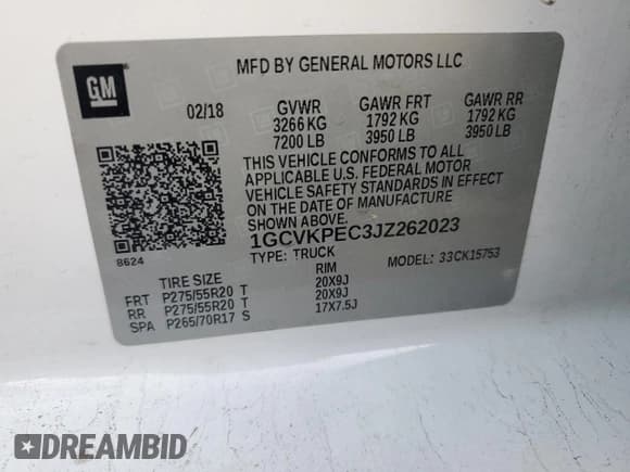 ✅ 2018 Chevrolet Silverado 1500 Custom • VIN: 1GCVKPEC3JZ262023 • Лот: 91062985. Опубликован ранее на Copart с пробегом 164 951 миль. Бесплатный доступ к архиву аукционных продаж из США и подробный отчёт об истории автомобиля на DreamBid. Изображение 12.