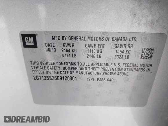 ✅ 2014 Chevrolet Impala LT • VIN: 2G1125S36E9120801 • Лот: 43439955. Опубликован ранее на IAAI с пробегом 169 655 миль. Бесплатный доступ к архиву аукционных продаж из США и подробный отчёт об истории автомобиля на DreamBid. Изображение 9.