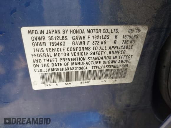 ✅ 2010 Honda Fit Sport • VIN: JHMGE8H6XAS013804 • Лот: 43639808. Опубликован ранее на IAAI с пробегом 112 160 миль. Бесплатный доступ к архиву аукционных продаж из США и подробный отчёт об истории автомобиля на DreamBid. Изображение 9.