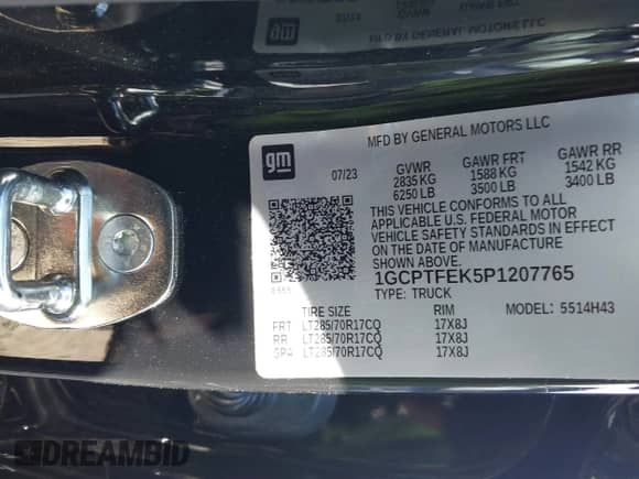 2023 Chevrolet Colorado 4WD ZR2 с VIN 1GCPTFEK5P1207765, выставлен на аукционе IAAI как лот 40546780 с пробегом 8 858 миль миль и . История ставок и продаж доступна на DreamBid. Изображение 9.