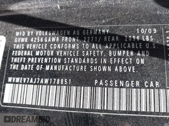 ✅ 2010 Volkswagen Golf GTI • VIN: WVWEV7AJ7AW178851 • Lot: 42534573. Listed on IAAI with 141,542 mi. Free auction sales archive from the USA and detailed vehicle history report at DreamBid. Image 9.